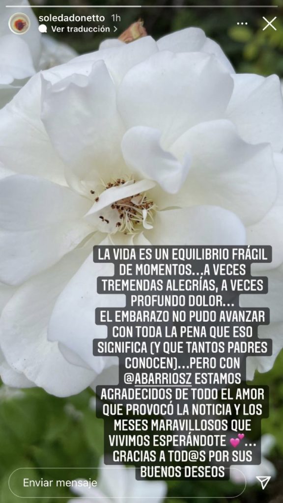 f768x1 20053 20180 226 Lamentable el momento en su vida personal vive Soledad Onetto, quien en una historia de Instagram detalló que finalmente perdió al bebé que estaba esperando junto a su pareja Andrés Barrios.