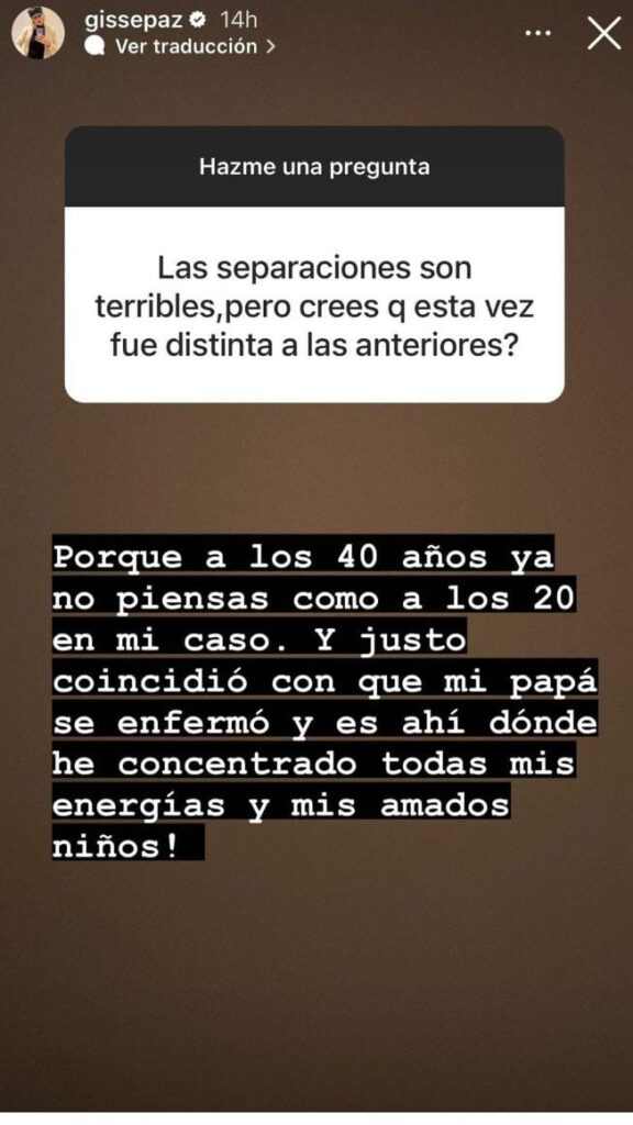 IMG 20220725 WA0006 Gissela respondió a una serie de consultas que le hicieron en redes sociales sobre su ex pareja.