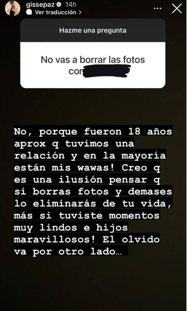 IMG 20220725 WA0008 Gissela respondió a una serie de consultas que le hicieron en redes sociales sobre su ex pareja.