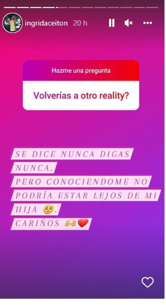 IMG 20220812 WA0000 La ex chica reality respondió varias preguntas de sus seguidores y entregó detalles sobre la posibilidad de regresar a la televisión.