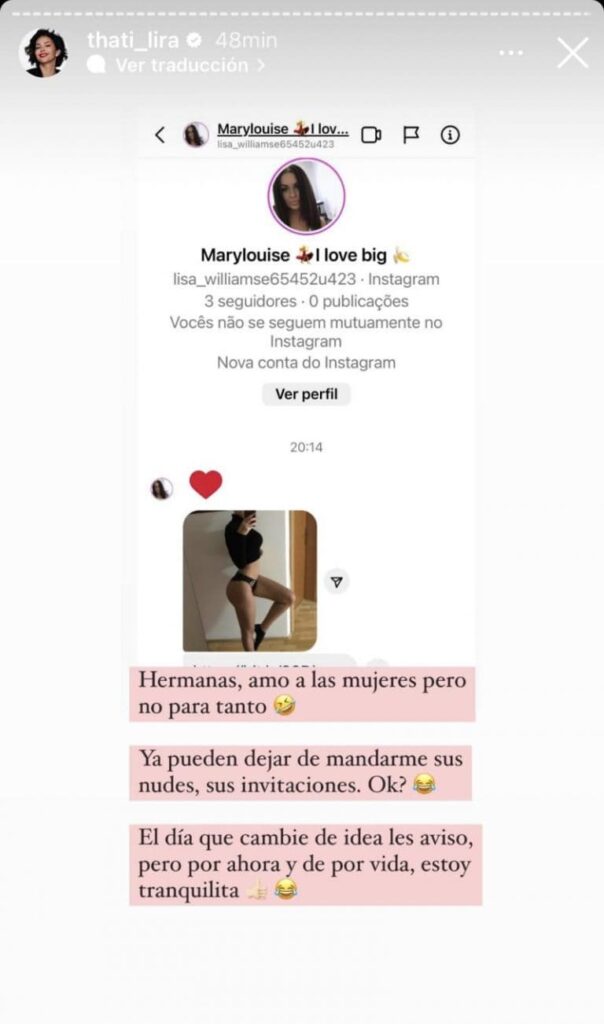 thati mje 1 768x1301 1 La brasileña sorprendió a todos al revelar unos pantallazos de fotos intimas que le llegan a su perfil de instagram