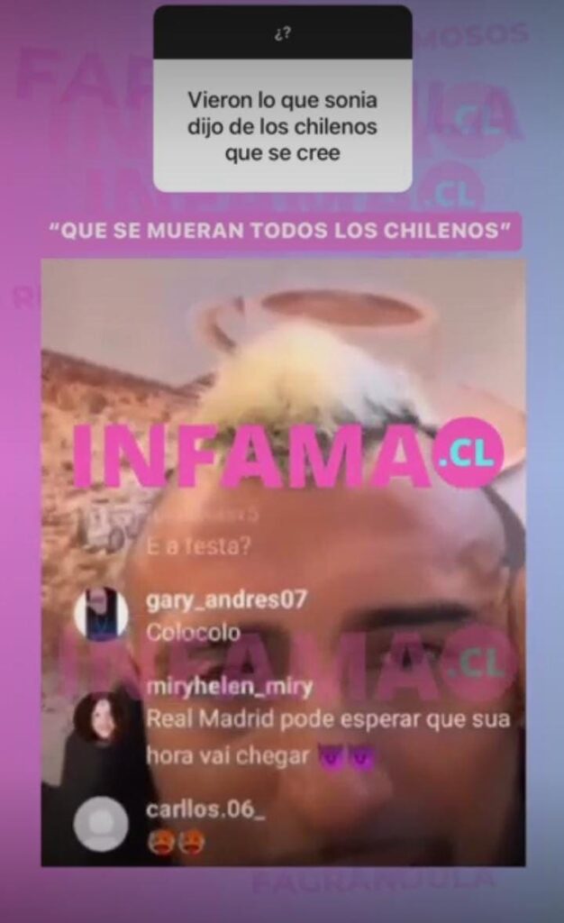 IMG 20221114 WA0007 Por medio de un live el futbolista comentaba de su alocado festejo y las portadas que saco,pero ahí su novia salió en defensa y crítico a los chilenos