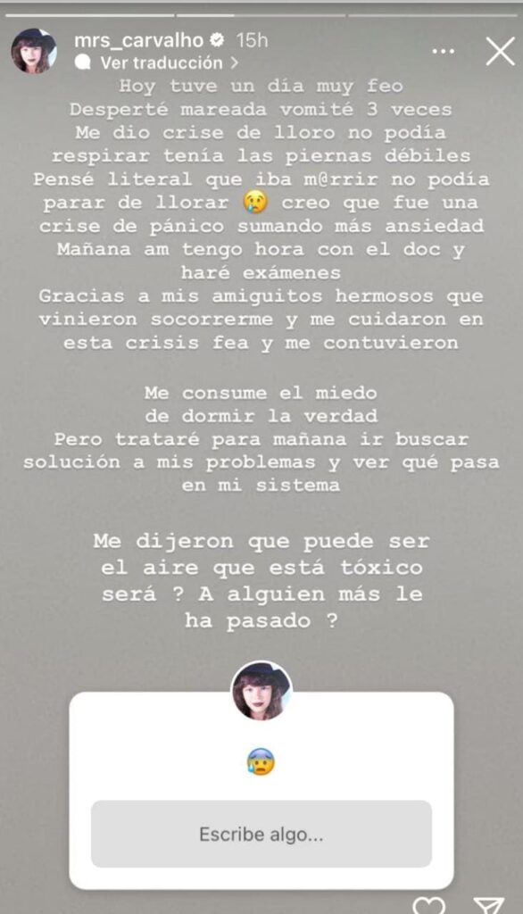 IMG 20230208 WA0010 La brasileña relató en sus redes sociales lo que le sucedió y agradeció a sus amigos por ayudarla.