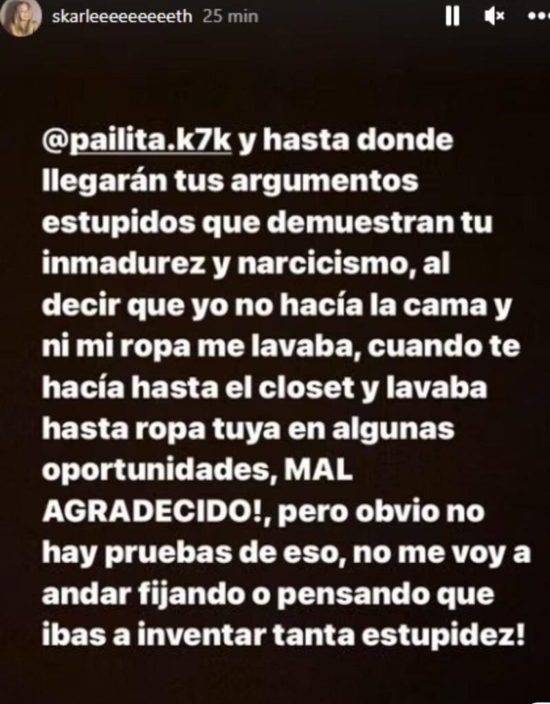 IMG 20230225 WA0000 La ex del cantante urbano, aseguró haber sido humillada por Pailita y lo acusó de ser manipulador, Por su parte, Pailita respondió en su Instagram.