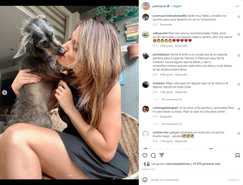 yamila La animadora de TVN publicó una postal junto a su perrito "Ernesto" tras recibirlo de vuelta después de su quiebre con Diego Sánchez.