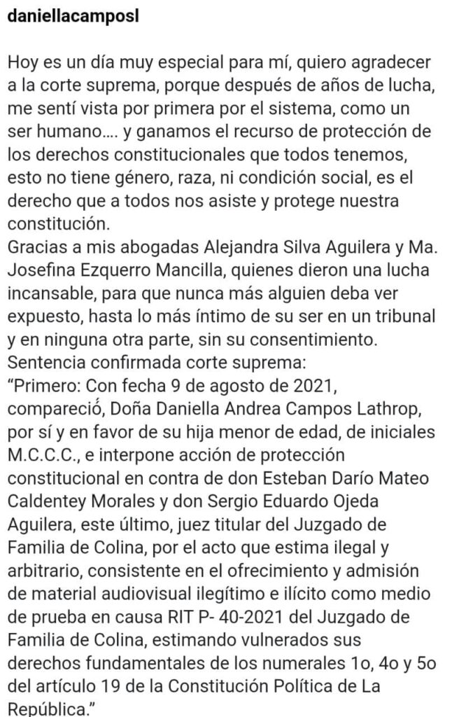 IMG 20230406 WA0007 La modelo ganó un recurso de protección contra su exmarido, esto en medio del juicio que la ex pareja sostienen.