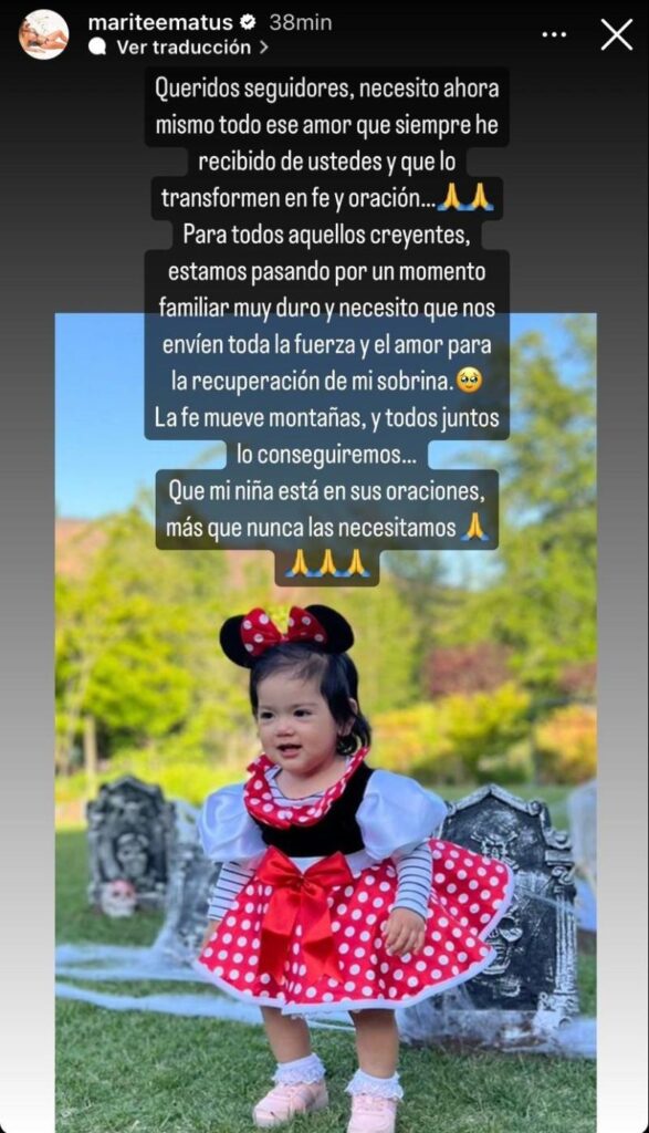 WhatsApp Image 2023 06 08 at 13.40.22 La ex esposa de Arturo Vida, Marité Matus, estremeció las redes con un emotivo mensaje "fe y oración" por una pequeña niña.