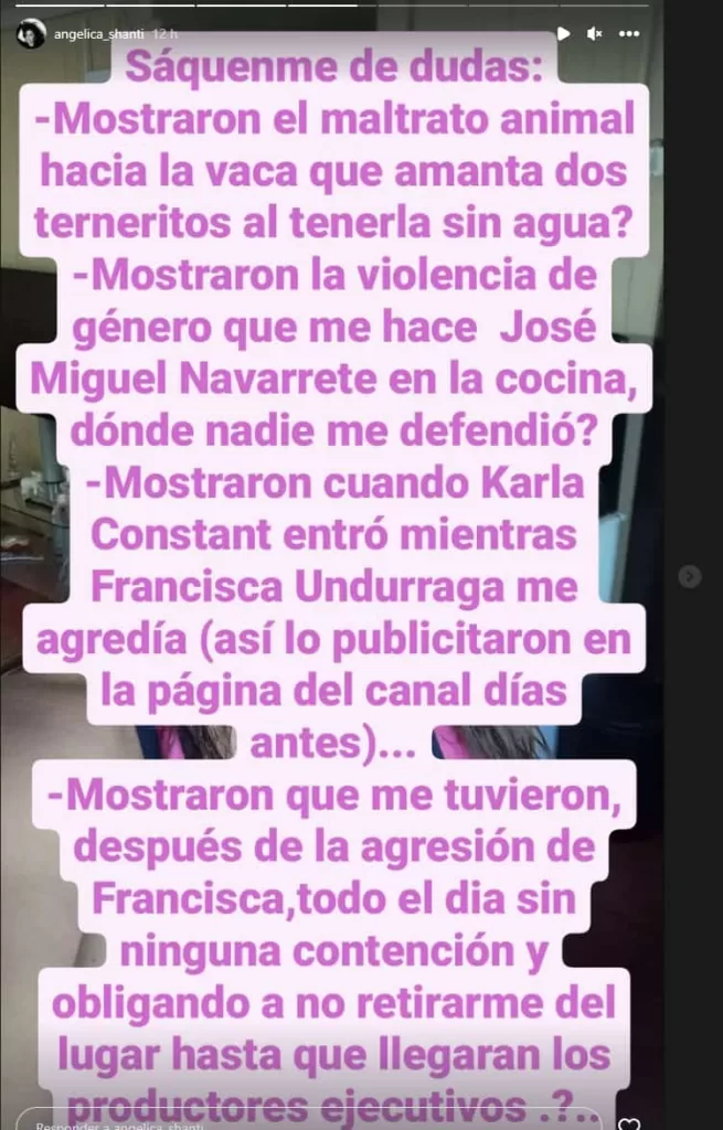 angelica acusa La noche de este martes Canal 13 liberó la esperada discusión que marcó el final de Angélica en Tierra Brava