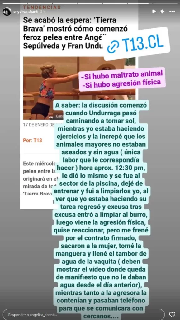 angelica acusa2 La noche de este martes Canal 13 liberó la esperada discusión que marcó el final de Angélica en Tierra Brava