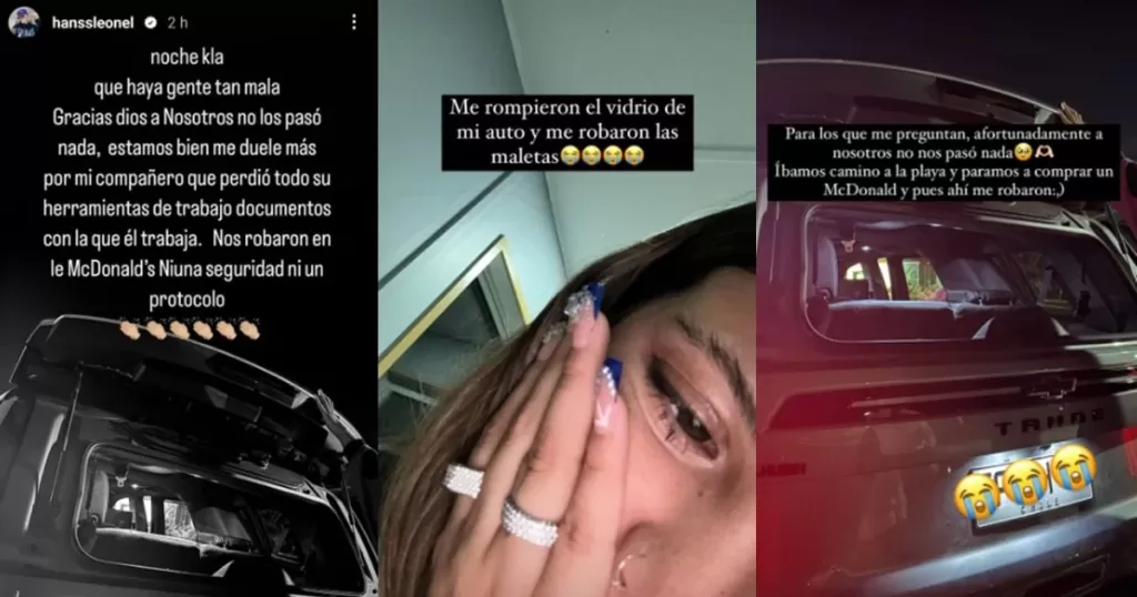 hans vales robo auto 1200x630 1 El joven compartió en sus redes sociales que fue objeto de un robo mientras disfrutaba de un momento con amigos en un establecimiento de comida rápida