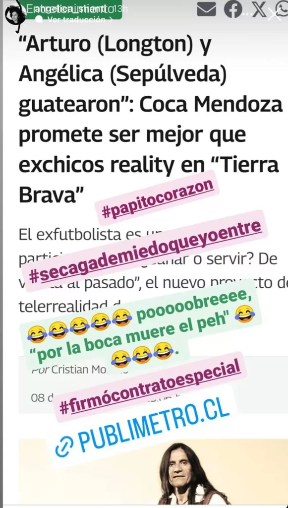 UQA6FAIOHBDEDGWV6ZXGKGTZC4 "Papito Corazón" Angélica Sepúlveda hace polvo al Coca Mendoza tras criticar su participación en “Tierra Brava”