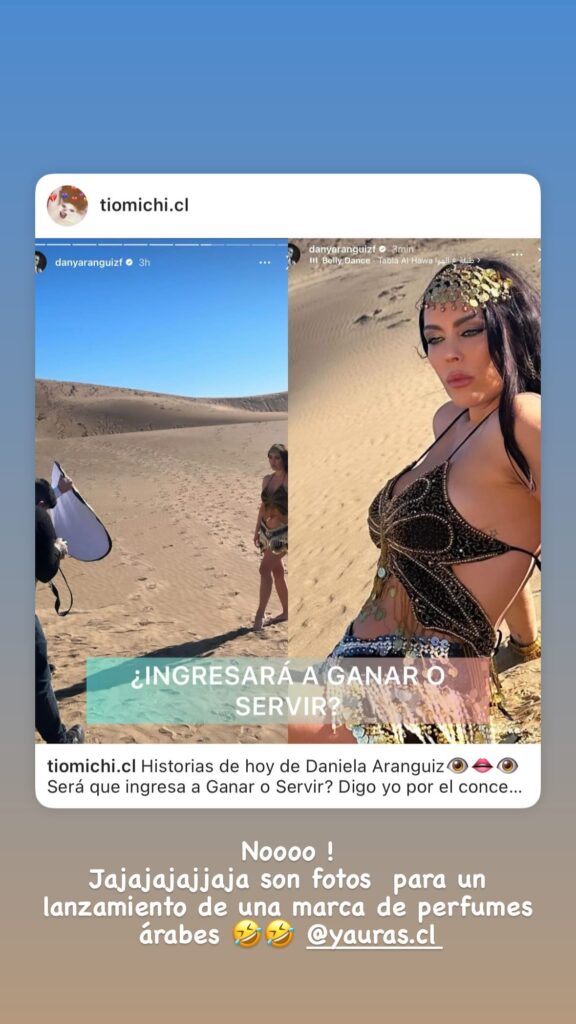 danyaranguizf 1716776449 1208794018 Además de la disputa con la actual pareja de su exesposo Jorge Valdivia, Aránguiz llamó la atención por unas fotos en redes sociales donde aparece en el desierto con vestimenta de danza árabe.