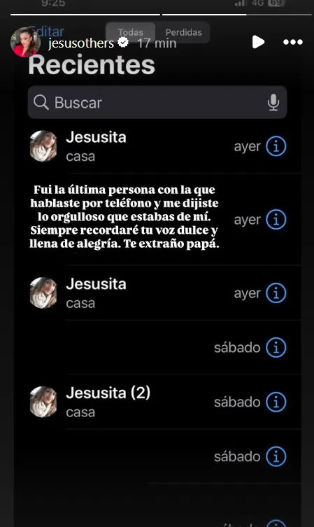 María Jesús Sothers reveló la última conversación mantuvo con su padre Roy: “Siempre recordaré…” 2 jesus sother storie En la publicación, recordó que él le expresó lo orgulloso que estaba de ella, destacando su voz llena de alegría, y señaló cuánto lo extraña.