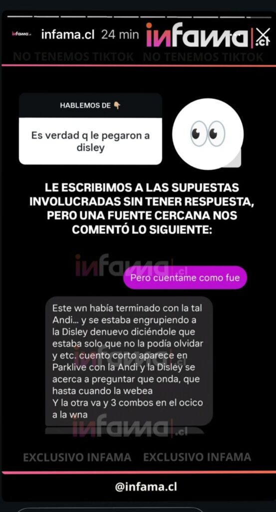 “Tres combos”: Revelan nuevos antecedentes sobre la violenta agresión que habría sufrido Disley Ramos 2 WhatsApp Image 2025 12 10 at 19.41.46 En las últimas horas surgieron nuevos detalles sobre la supuesta agresión que habría sufrido Disley Ramos en una fiesta nocturna en Santiago. El hecho ocurrió durante el fin de semana y ha generado amplio revuelo en redes y portales de entretenimiento.
