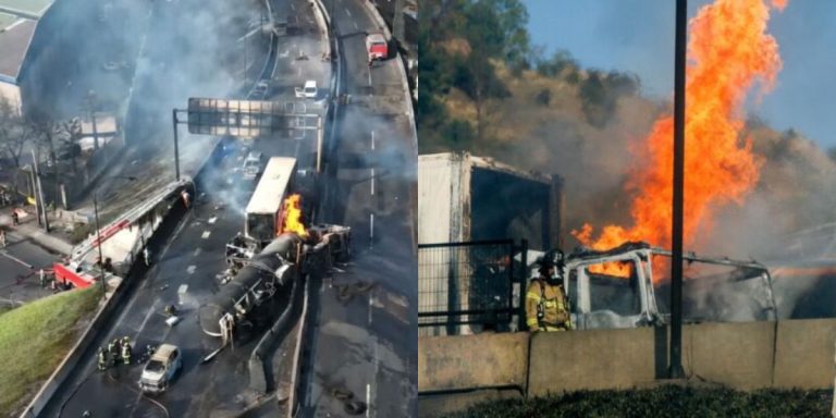 Testigo graba cómo quedó el punto exacto de la explosión del camión con gas en la RM