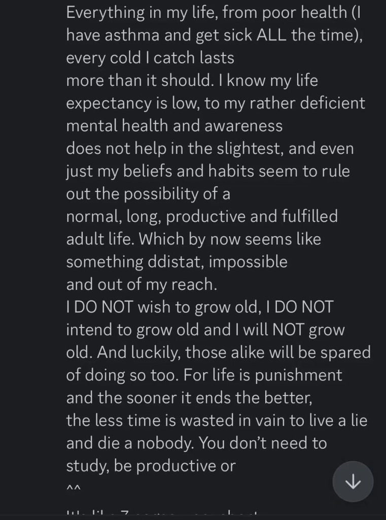 Revelan el mensaje de alumno antes del crimen en Calama: “La vida es un castigo y cuanto...” 3 calama Un escalofriante registro en redes sociales reveló el oscuro estado mental de Hernán Meneses Leal, el joven de 18 años detrás del fatal ataque en el Instituto Obispo Silva Lezaeta, donde expuso su desprecio por el futuro y su cercanía a ideologías radicales.