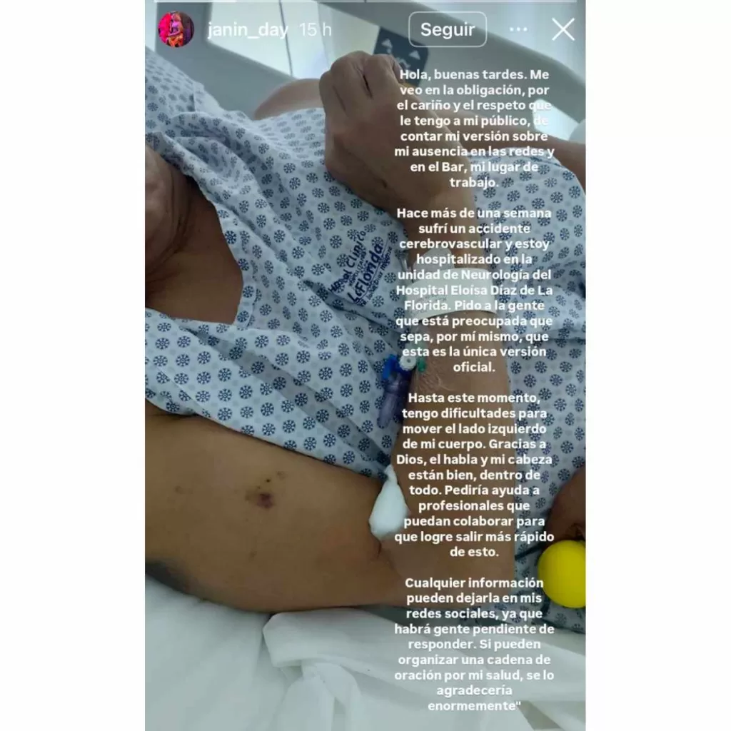 La triste noticia que golpea al espectáculo chileno: Ídolo del espectáculo sufre ACV "pidieron cadena de oración" 3 janin day 3 1024x1024 2 La icónica transformista chilena confirmó su delicado estado de salud desde la unidad de Neurología, pidiendo una cadena de oración a todos sus seguidores.