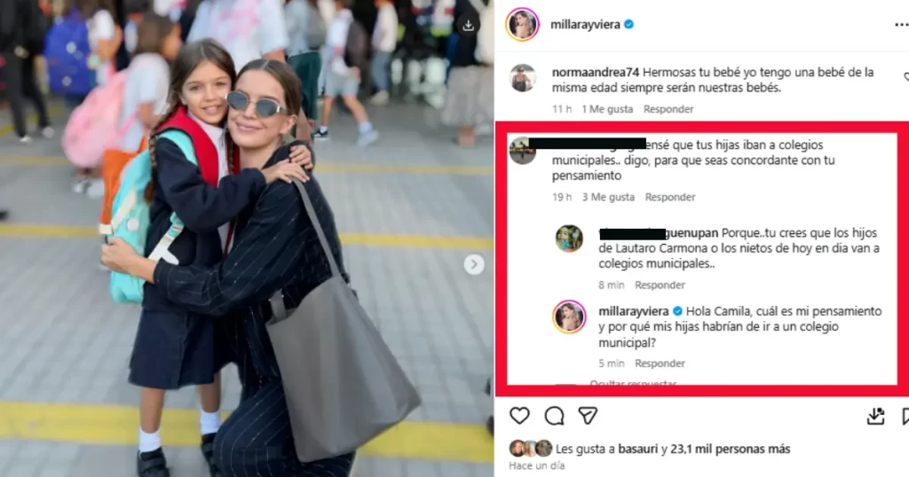 viera La animadora no dejó pasar críticas en redes sociales y respondió con firmeza a cuestionamientos sobre el uniforme y el colegio de la menor.