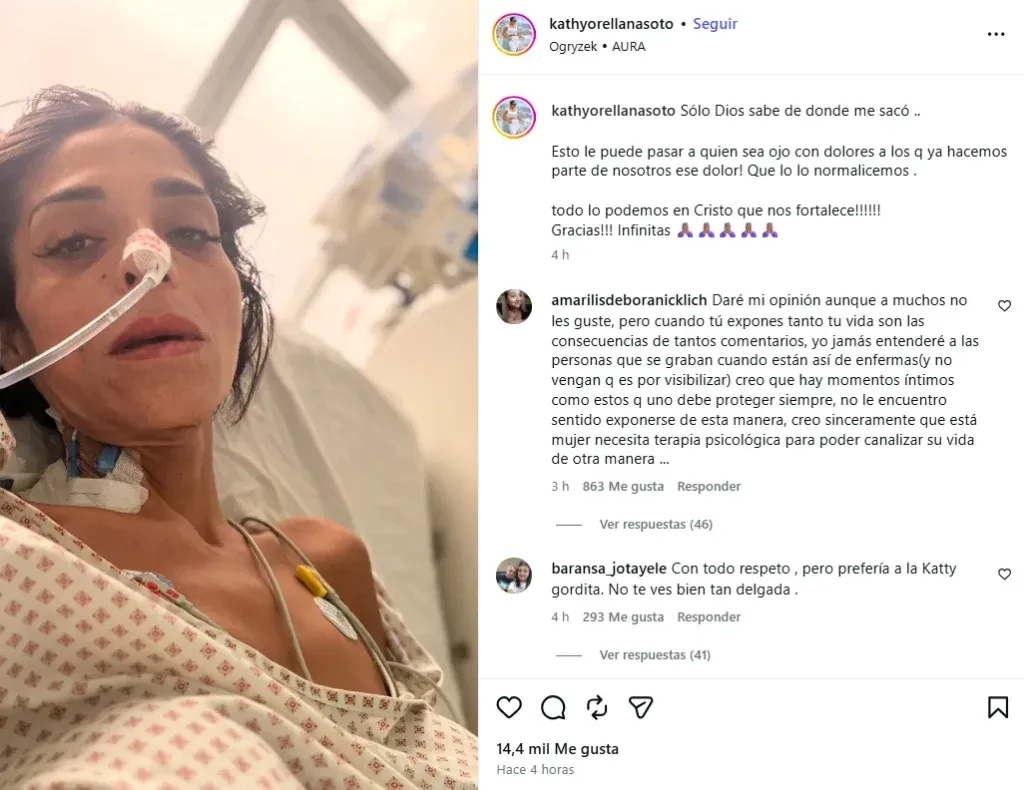 “Fotos tan fuertes”: La cruda e impactante publicación de Katherine Orellana que paralizó a las redes y reveló su gran drama médico 2 borrador automatico 2 La querida ex figura de "Rojo" encendió nuevamente las alarmas tras compartir extremas imágenes de su hospitalización al borde de la muerte.