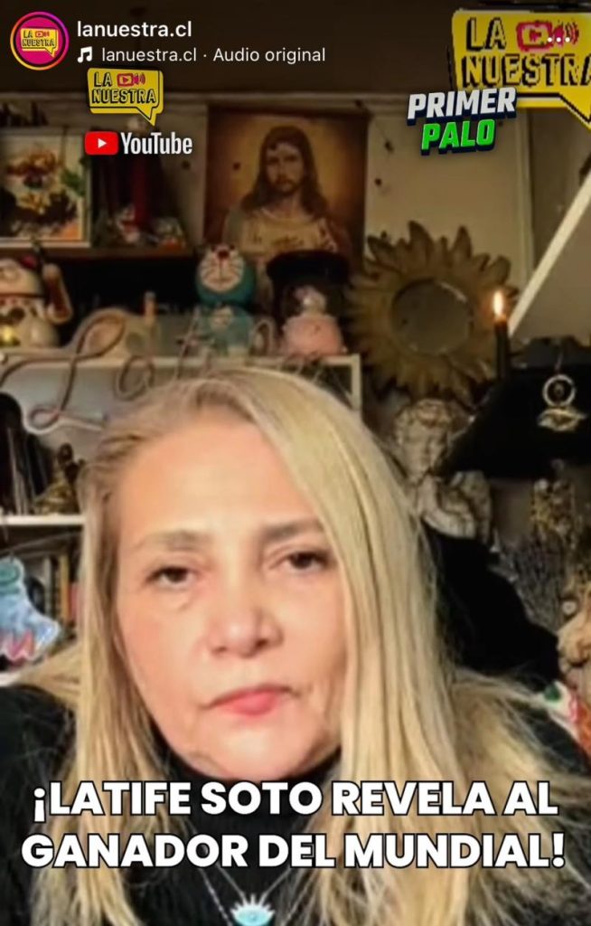 ¡Dejó en shock a la marea futbolera! Latife Soto se la jugó y predijo qué selección será campeona del Mundial 2026 2 WhatsApp Image 2026 06 26 at 2.09.37 PM La conocida mentalista e investigadora paranormal sorprendió a todos al revelar el país que levantará el trofeo, adelantando un amargo destino para la Argentina de Lionel Messi.