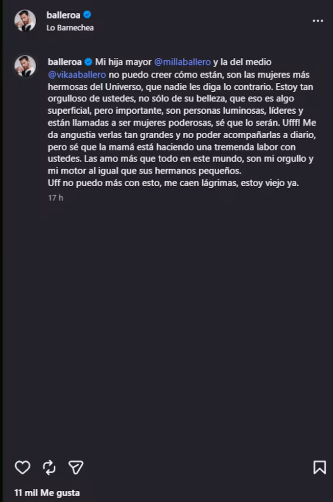 «Es igual que su mamá» Álvaro Ballero emocionó con mensaje a sus hijas y reaccionó tras comparación con Ludmila