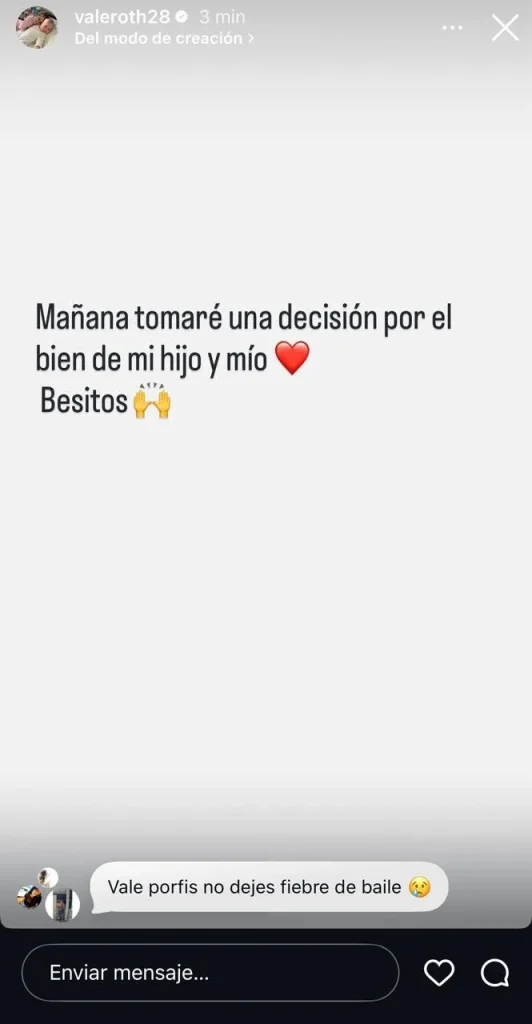“Por el bien de mi hijo y mío”: Vale Roth anunció importante decisión y encendió las alarmas en Fiebre de Baile 2 Borrador automático