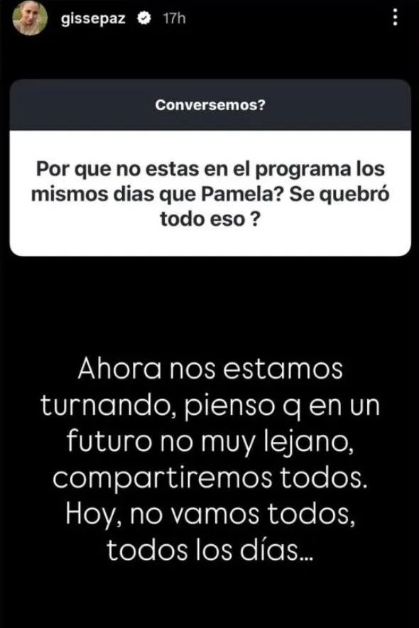 “Una vez más mintiendo”: Pamela Díaz desmintió explicación de Gissella Gallardo sobre sus ausencias en "Hay que decirlo" 2 “Una vez más mintiendo”: Pamela Díaz desmintió explicación de Gissella Gallardo sobre sus ausencias