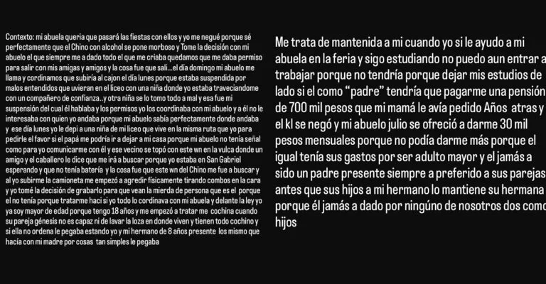 Hija de “El Chino” lanzó graves acusaciones contra su padre y Génesis: “Jamás ha dado nada por nosotros” 3 Borrador automático