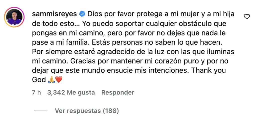 Sammis Reyes rompió el silencio tras rumores de infidelidad con potente mensaje: “Protege a mi mujer” 2 Sammis Reyes rompió el silenciotr tras rumores de infidelidad con potente mensajkeplegaria: “Protege a mi mujer”